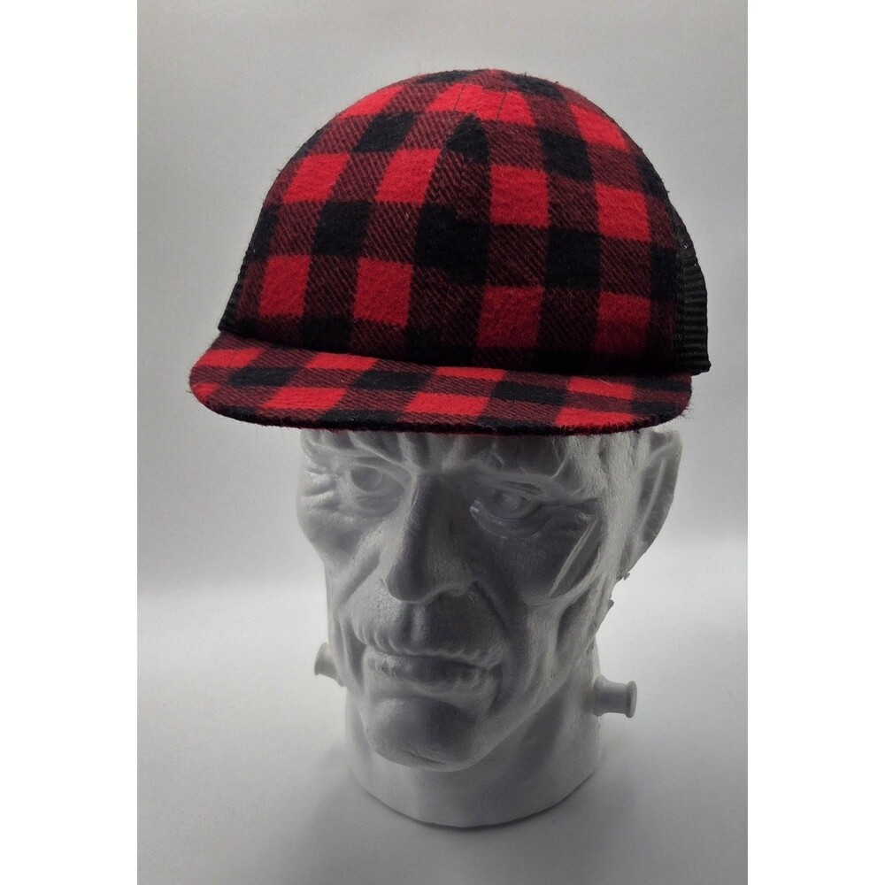 George Hats Toddler Buffalo Plaid Trucker Hat Red Black Check Snapback USA Made